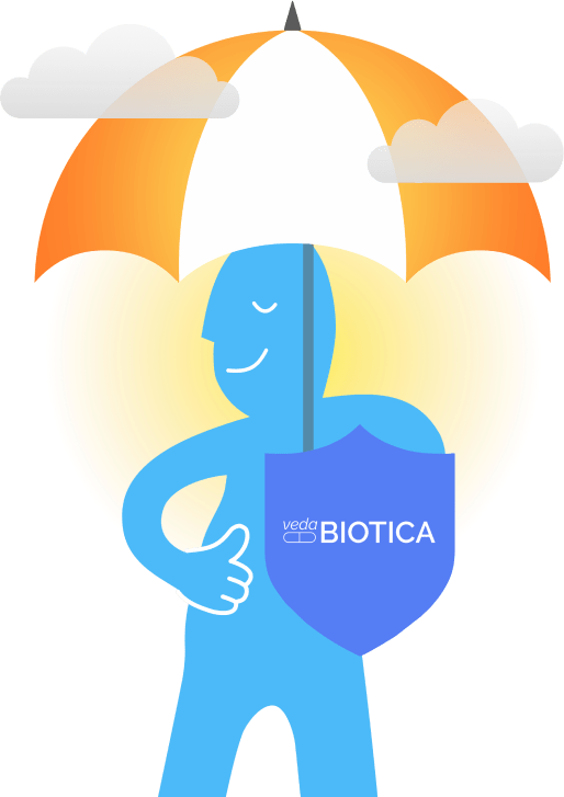 bioman with umbrella against covid
